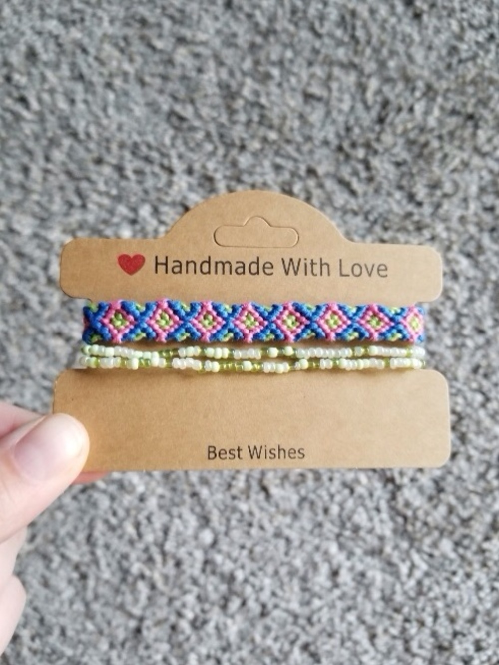 Beaded Friendship Bracelet Set - Pink & Blue